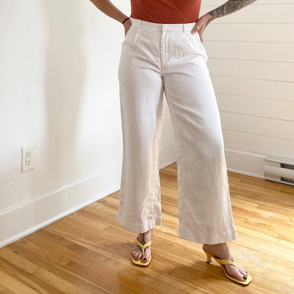 Women's White Wide-Leg Pants